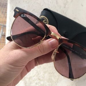 Ray-Ban pink polarized tortoise frame sunglasses